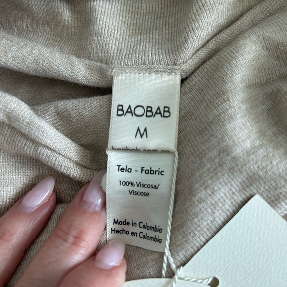 Baobab Collection Off-Shoulder Ruched Sweater - Taupe - Picture 8 of 11